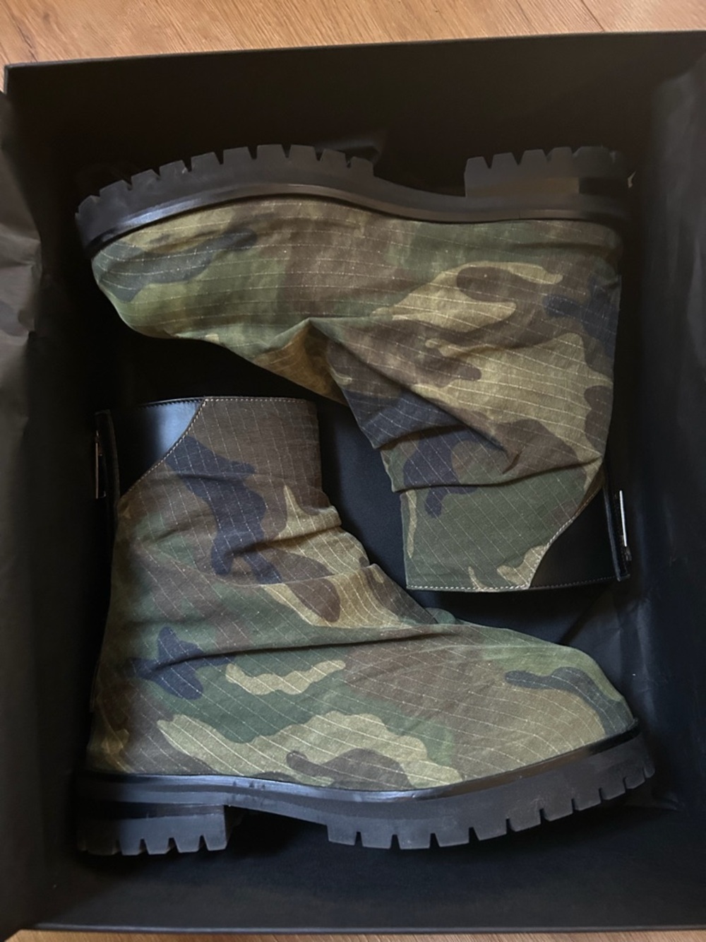 Camo Lug-Sole Ankle Boots